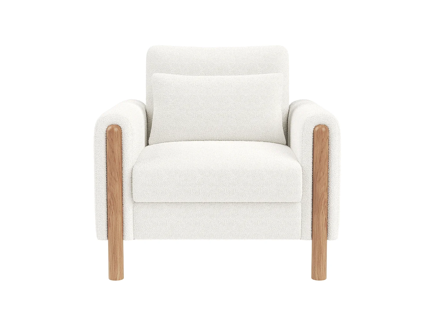 Fauteuil moderne, doté d'un coussin d'assise épais et d'un rembourrage moelleux, adapté au salon, au bureau ou à la chambre à coucher, blanc