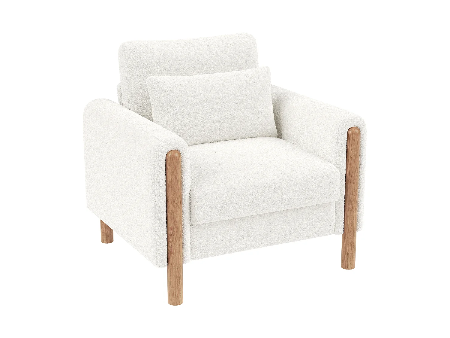Fauteuil moderne, doté d'un coussin d'assise épais et d'un rembourrage moelleux, adapté au salon, au bureau ou à la chambre à coucher, blanc