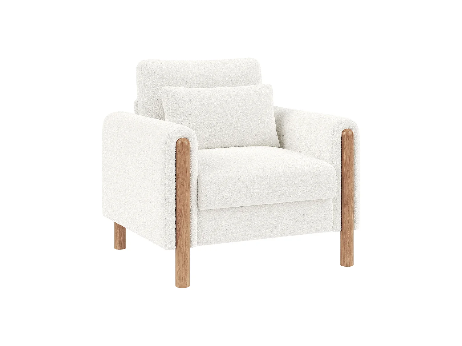 Fauteuil moderne, doté d'un coussin d'assise épais et d'un rembourrage moelleux, adapté au salon, au bureau ou à la chambre à coucher, blanc