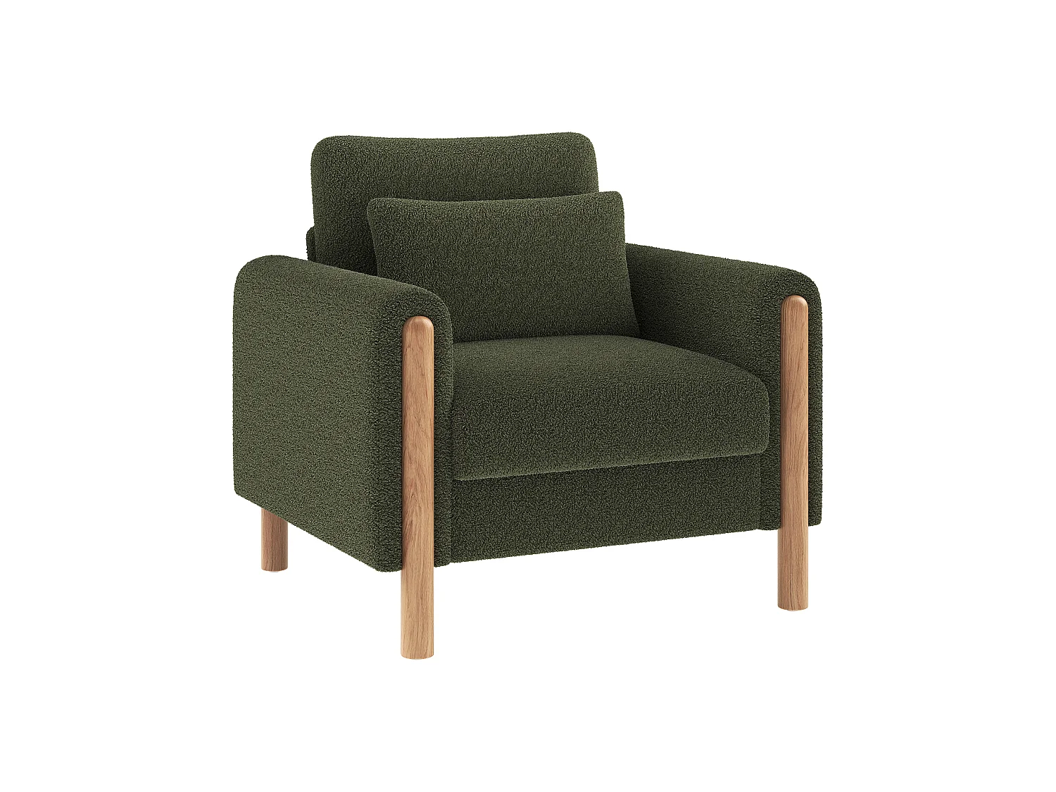 Fauteuil moderne, doté d'un coussin d'assise épais et d'un rembourrage moelleux, adapté au salon, au bureau ou à la chambre à coucher, vert