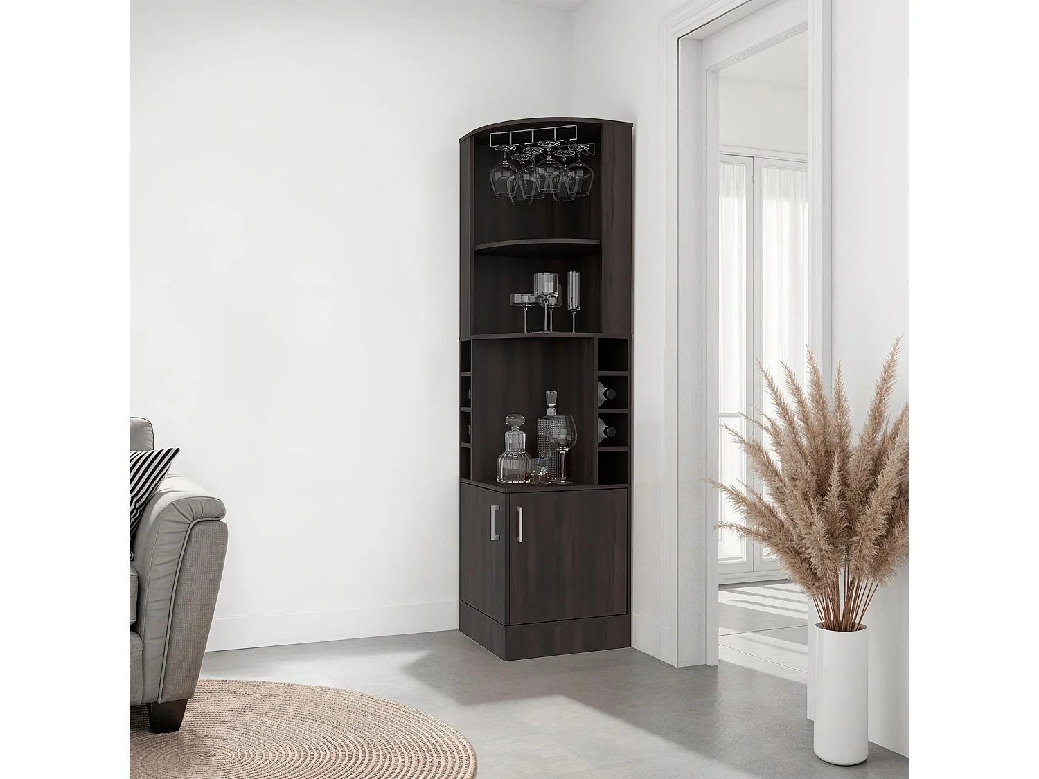 Bar Esquinero con Almacenamiento TuHome Kava Beijing 180,34 x 46,99 x 46,99 cm