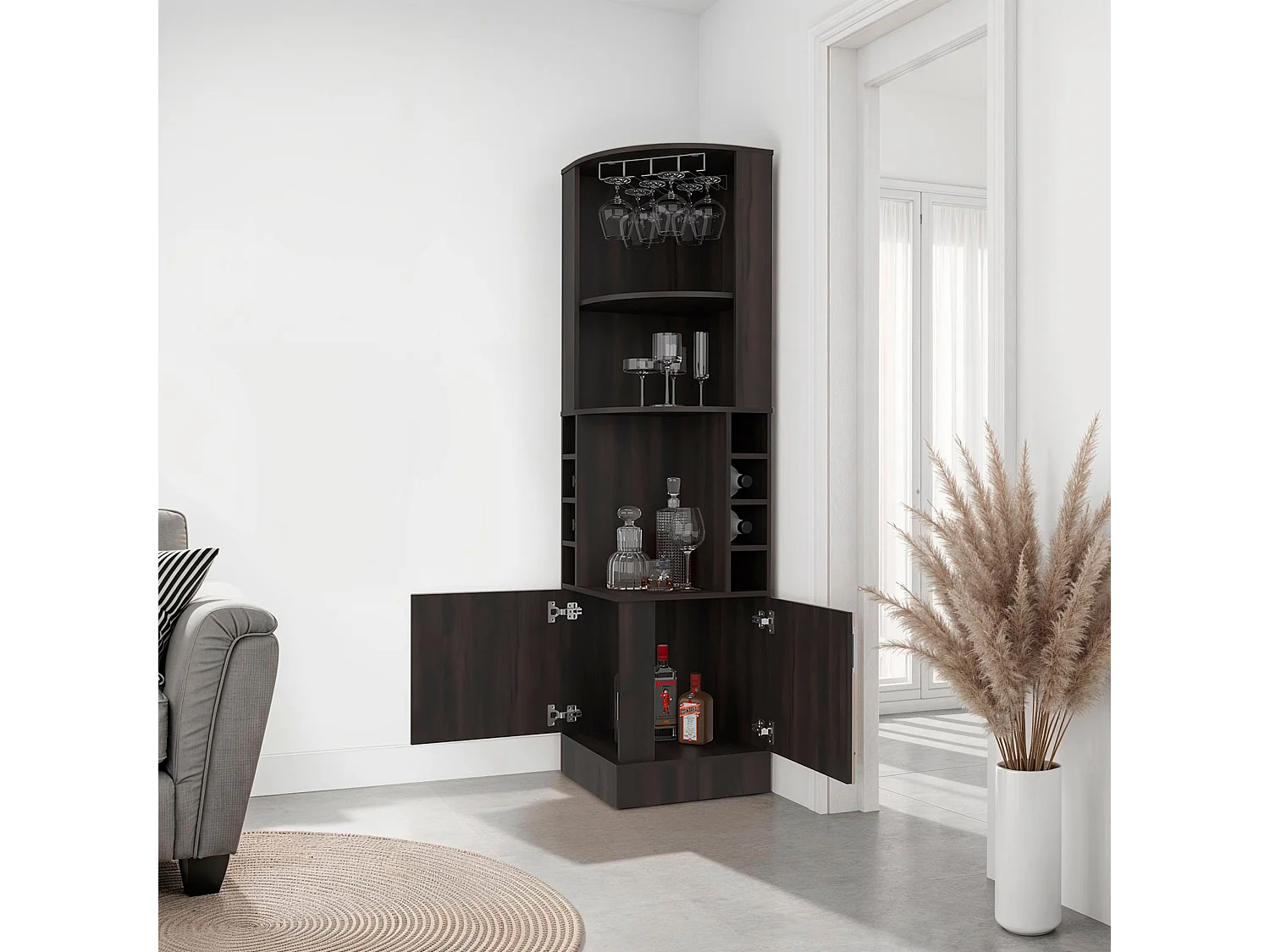 Bar Esquinero con Almacenamiento TuHome Kava Beijing 180,34 x 46,99 x 46,99 cm