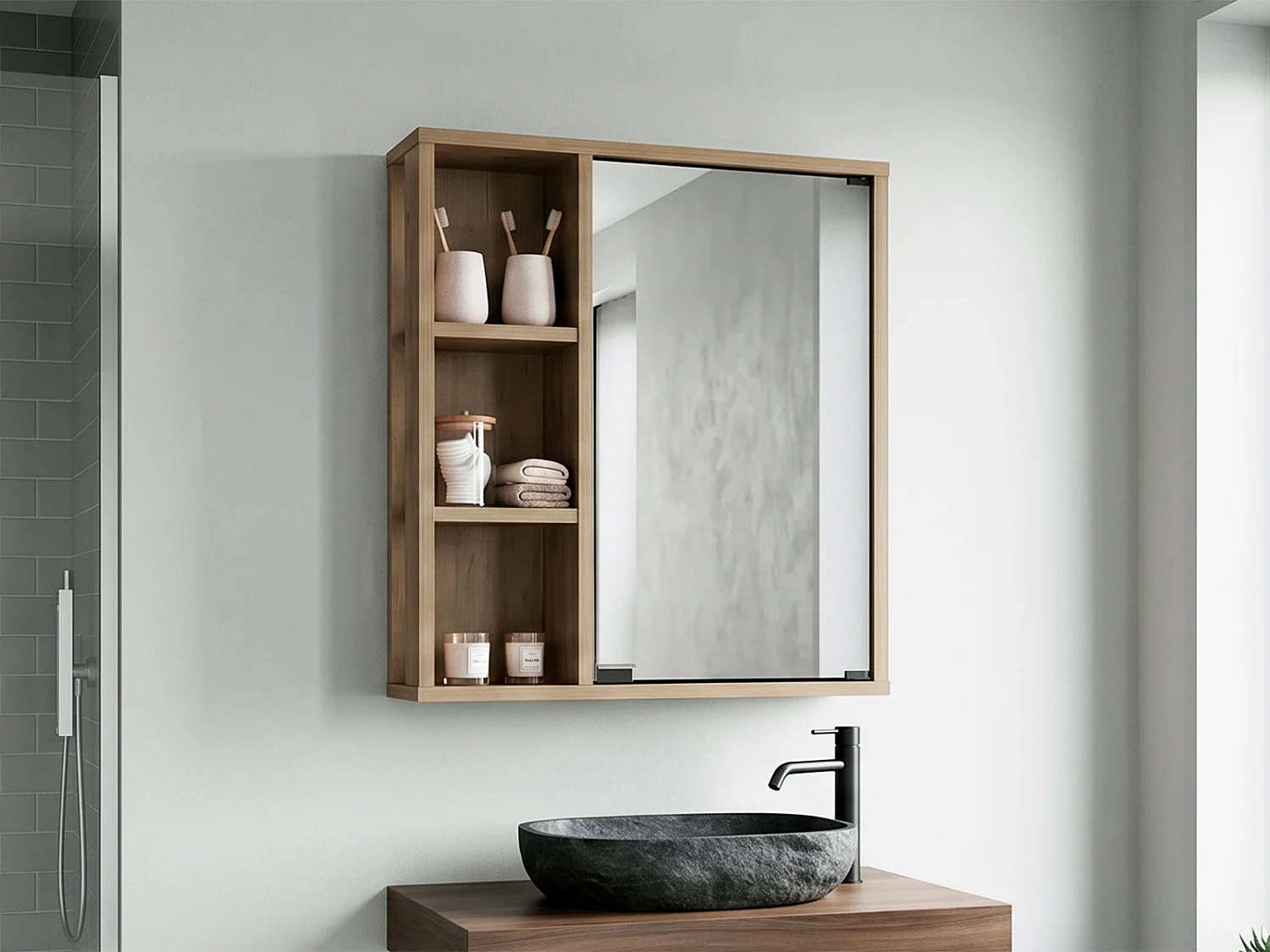 Botiquín de Baño con Repisa TuHome Berkel 60 x 50 x 14,8 cm