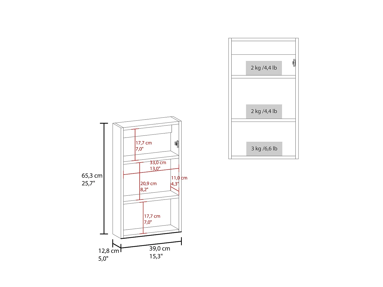 Botiquín Compacto para Baño TuHome Juno 66,04 x 38,86 x 12,7 cm