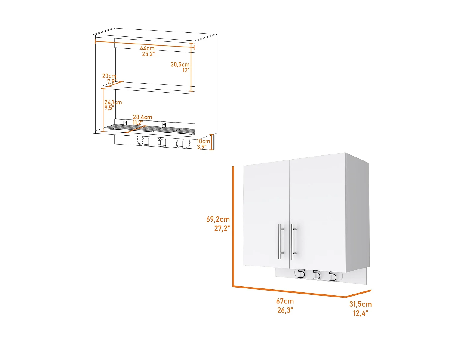 Gabinete de Pared con Puertas TuHome Kymo 69,2 x 67 x 31,5 cm