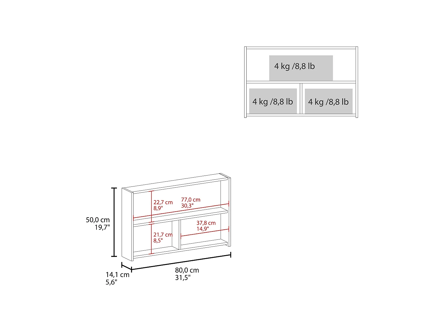 Botiquín de Baño con Espejo TuHome 80 50,8 x 80,01 x 14,22 cm