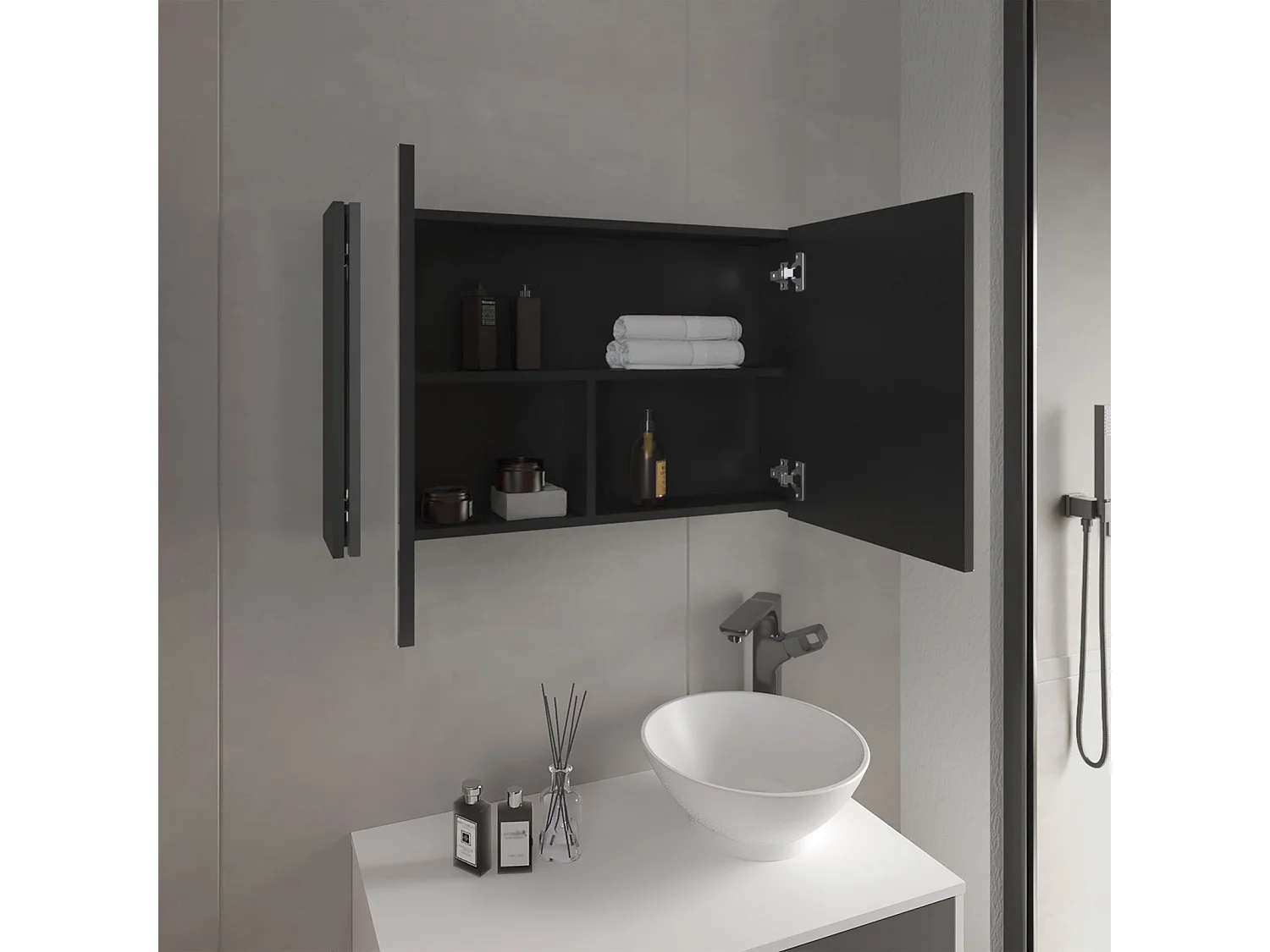 Mobiletto da Bagno con Specchio TuHome 80 50,8 x 80,01 x 14,22 cm