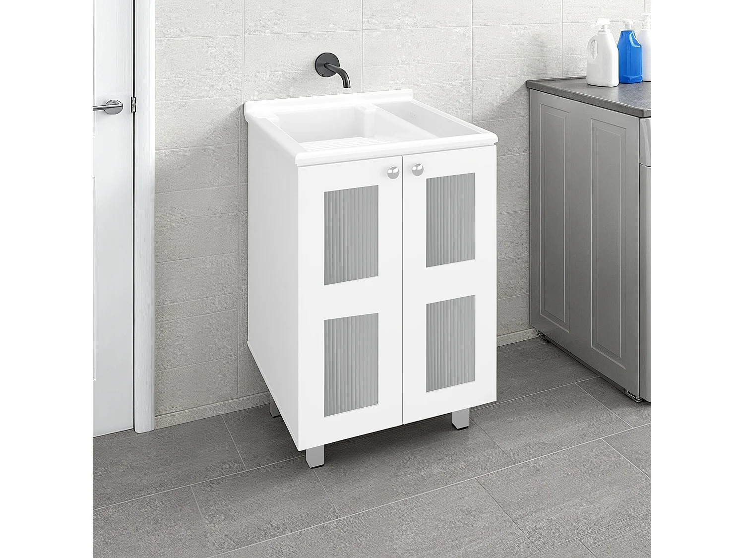 Lavadero con Gabinete de Piso TuHome Haysi 88 x 60 x 60 cm