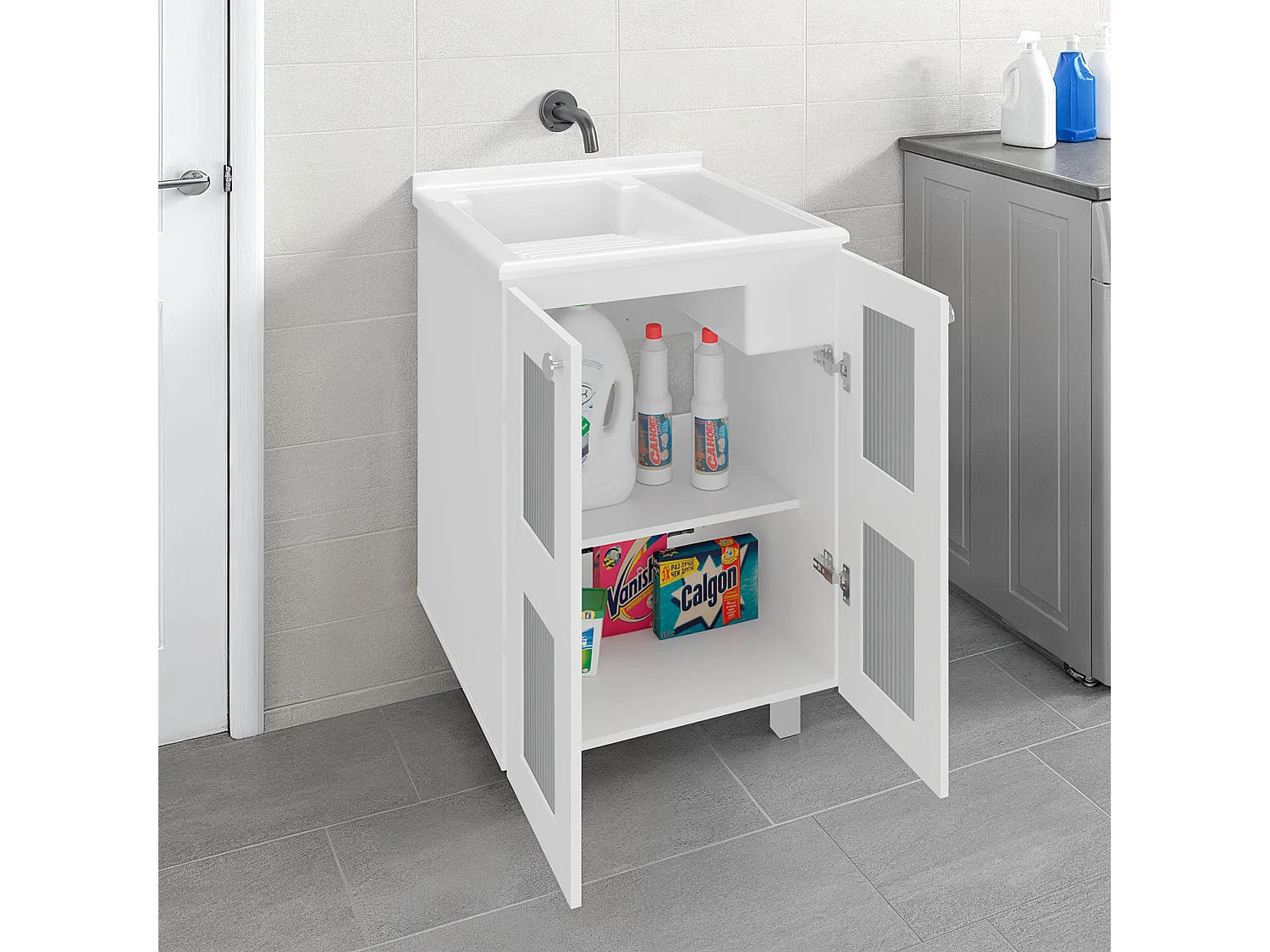 Lavadero con Gabinete de Piso TuHome Haysi 88 x 60 x 60 cm