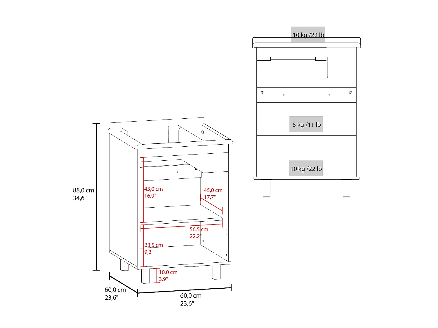 Lavadero con Gabinete de Piso TuHome Haysi 88 x 60 x 60 cm