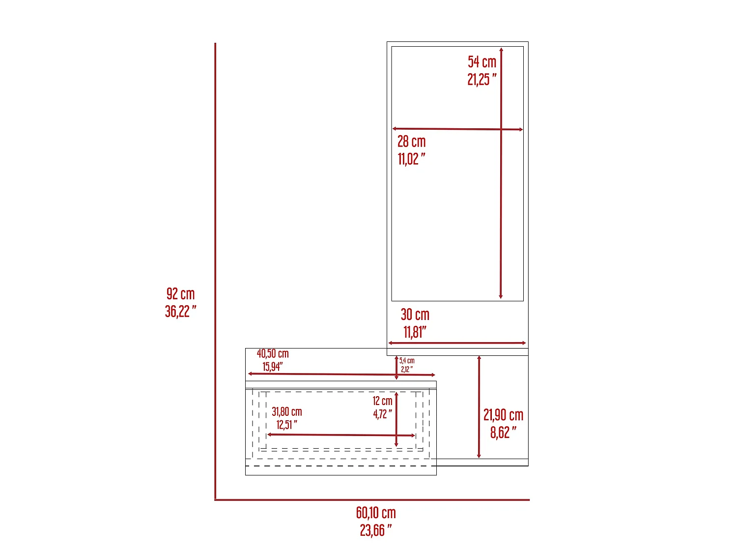Consola Flotante para Recibidor TuHome Viena 91,44 x 59,94 x 34,8 cm