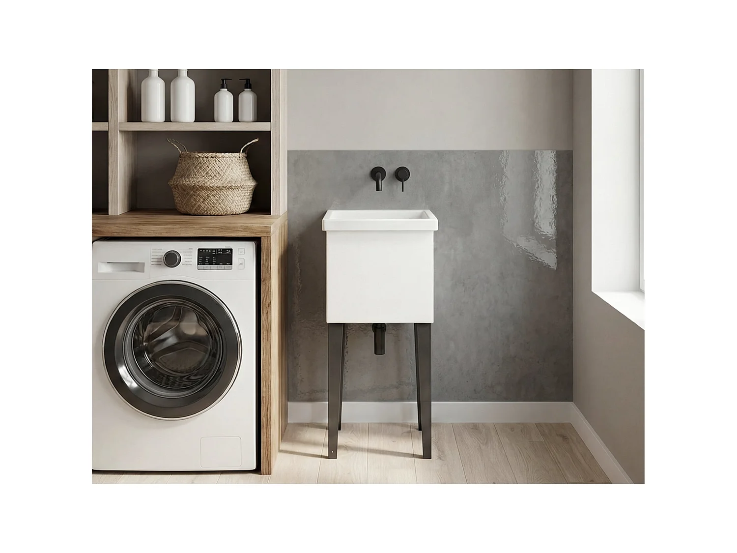Lavadero con Mueble en Melamina TuHome Bari 86,36 x 39,88 x 35,05 cm