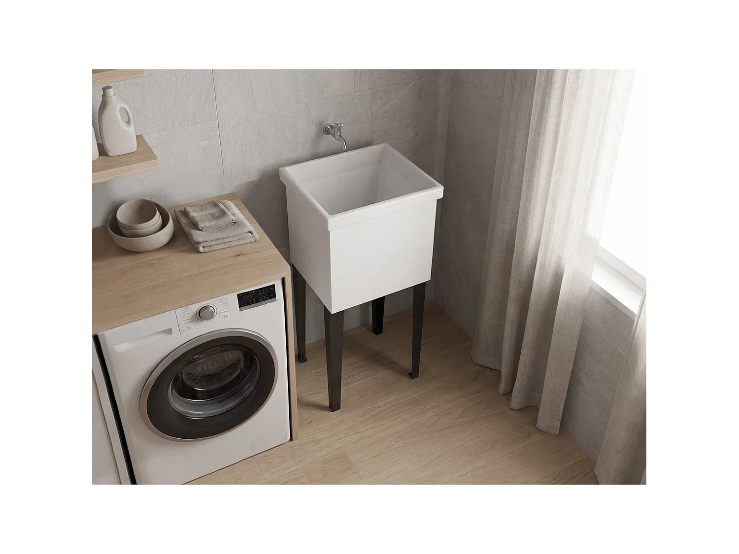 Lavadero con Mueble en Melamina TuHome Bari 86,36 x 39,88 x 35,05 cm