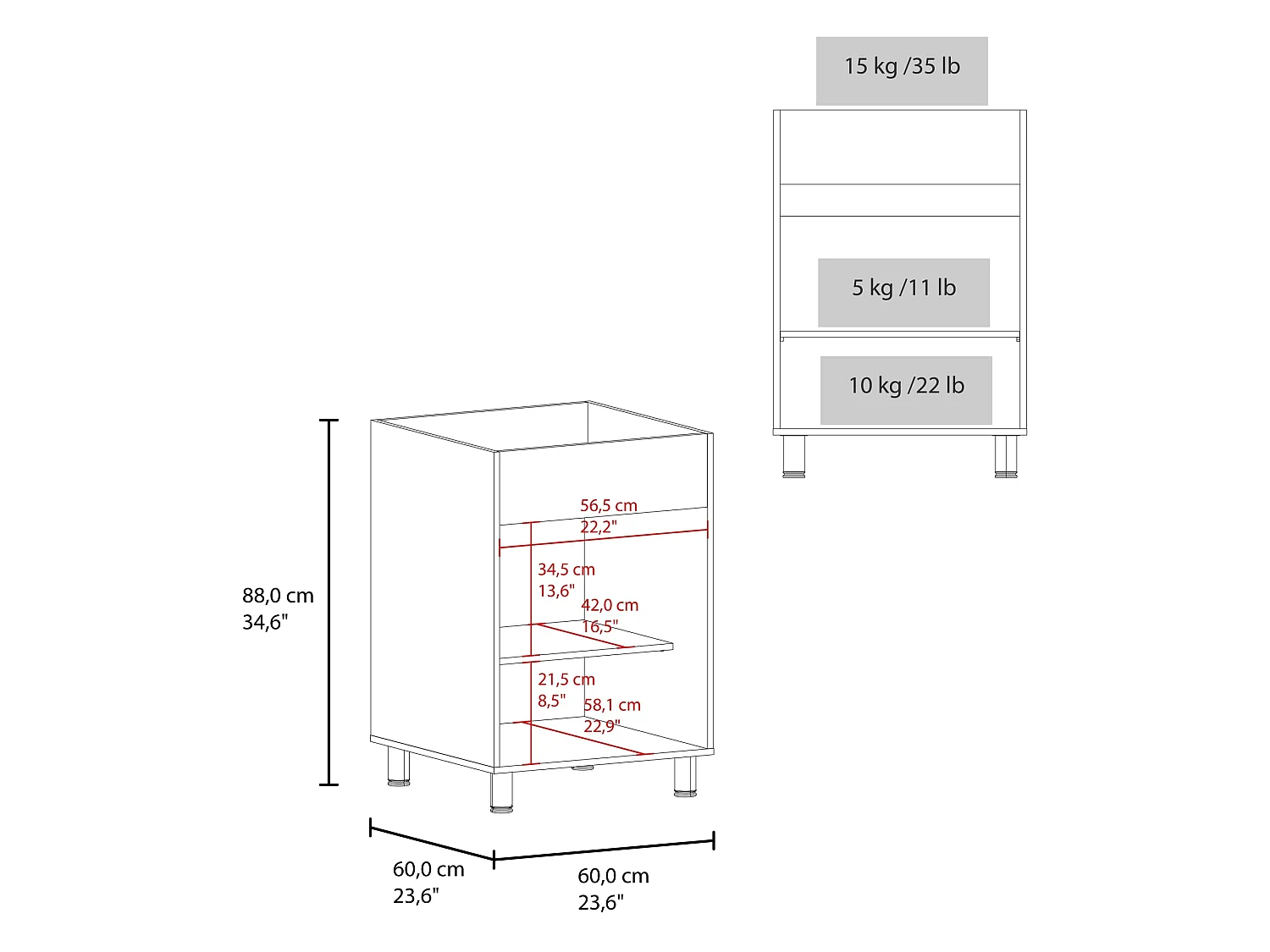 Lavadero con Gabinete TuHome Foster 88,9 x 59,94 x 59,94 cm
