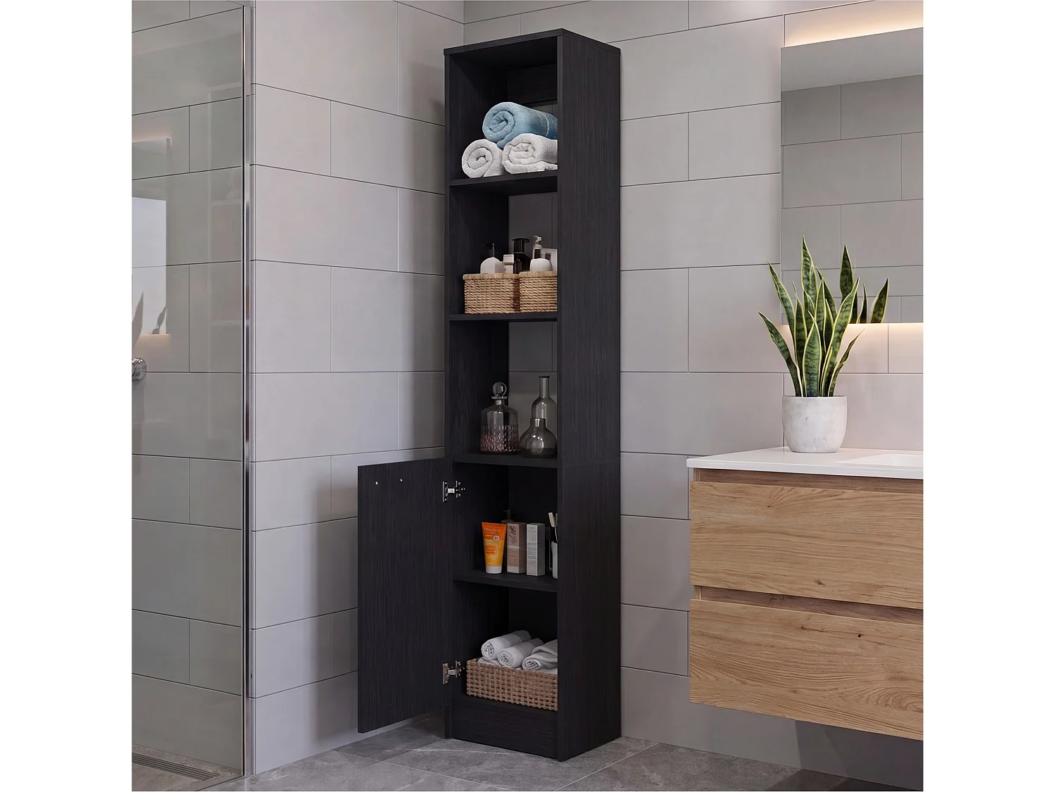 Colonne de salle de bain Parks de 180 cm, wengé