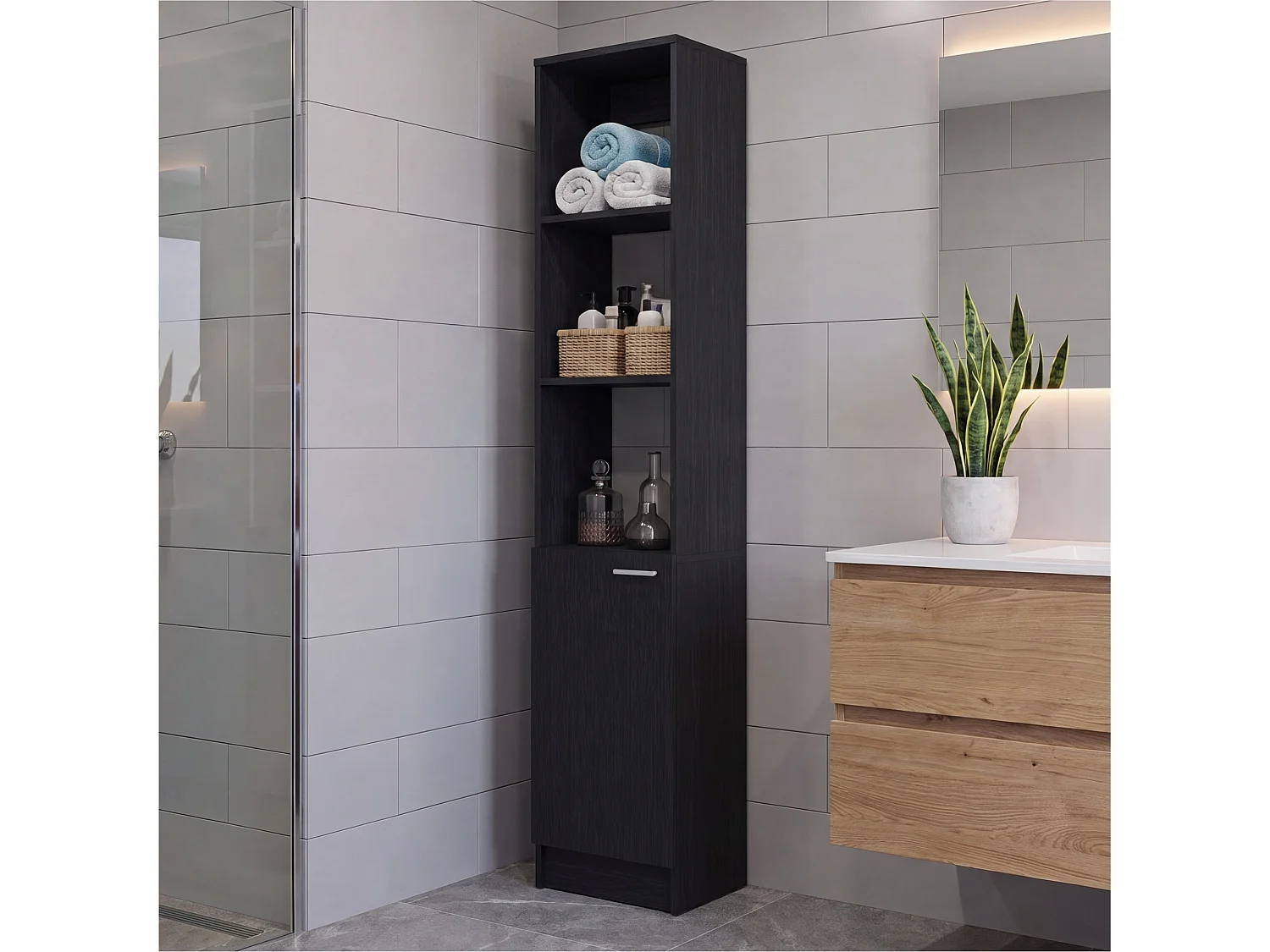 Colonne de salle de bain Parks de 180 cm, wengé