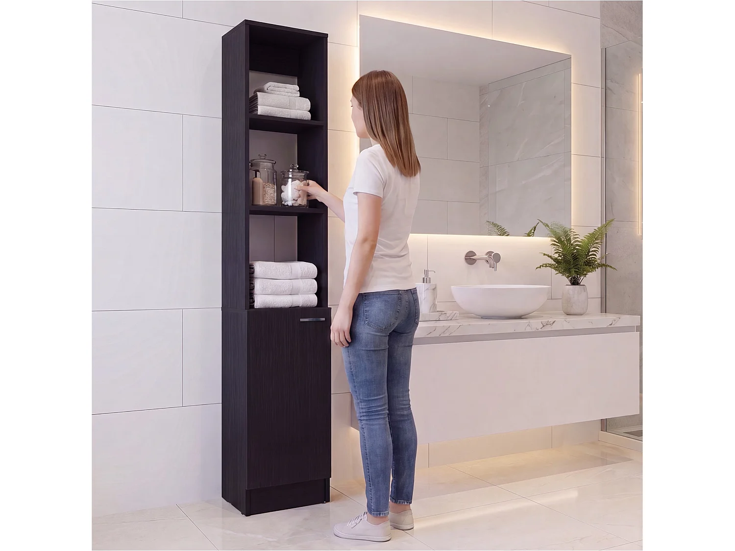 Colonne de salle de bain Parks de 180 cm, wengé