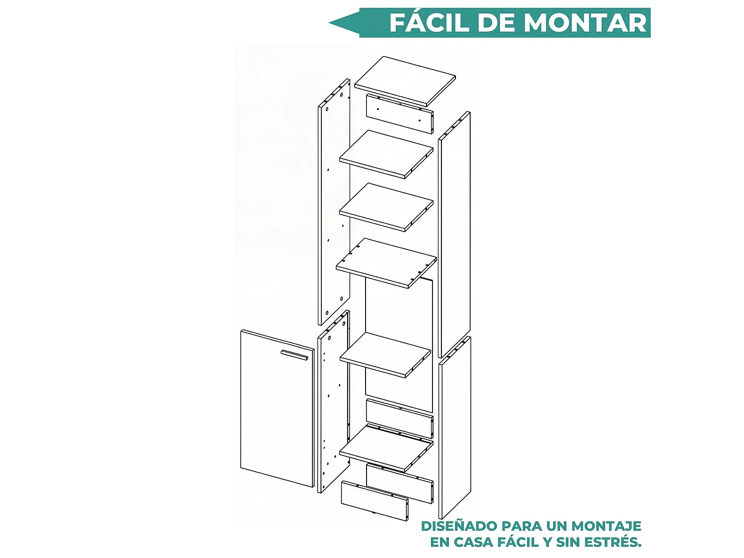 Colonne de salle de bain Parks de 180 cm, wengé