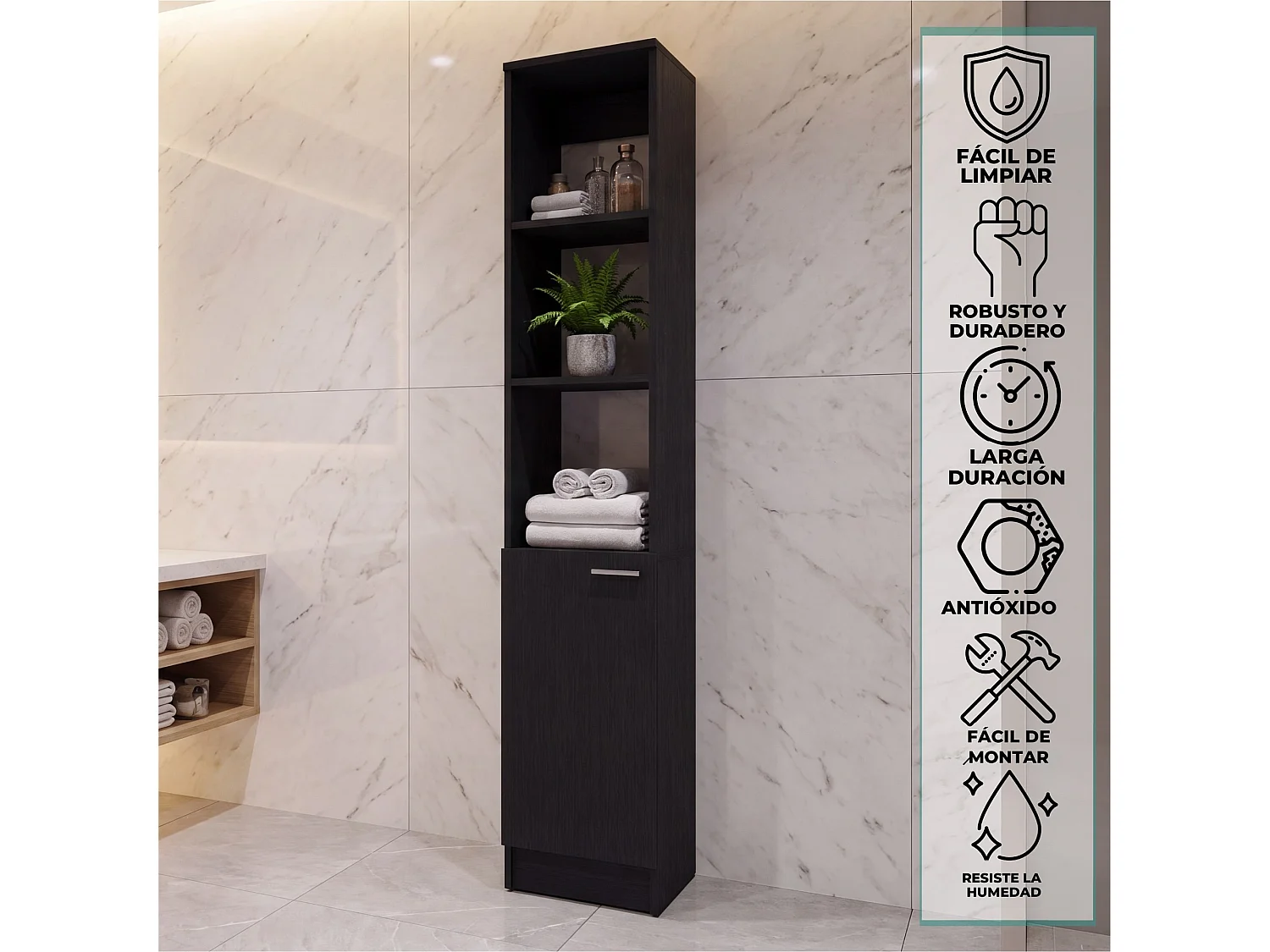 Colonne de salle de bain Parks de 180 cm, wengé