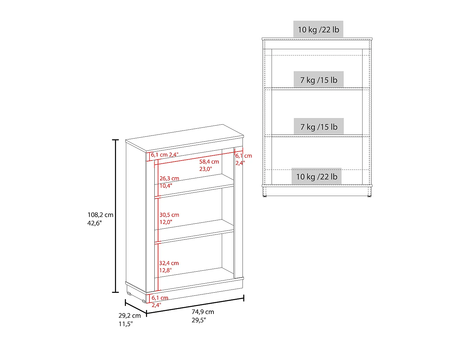 Estante Baixa Organizadora TuHome Classic 108,2 x 74,9 x 29,2 cm