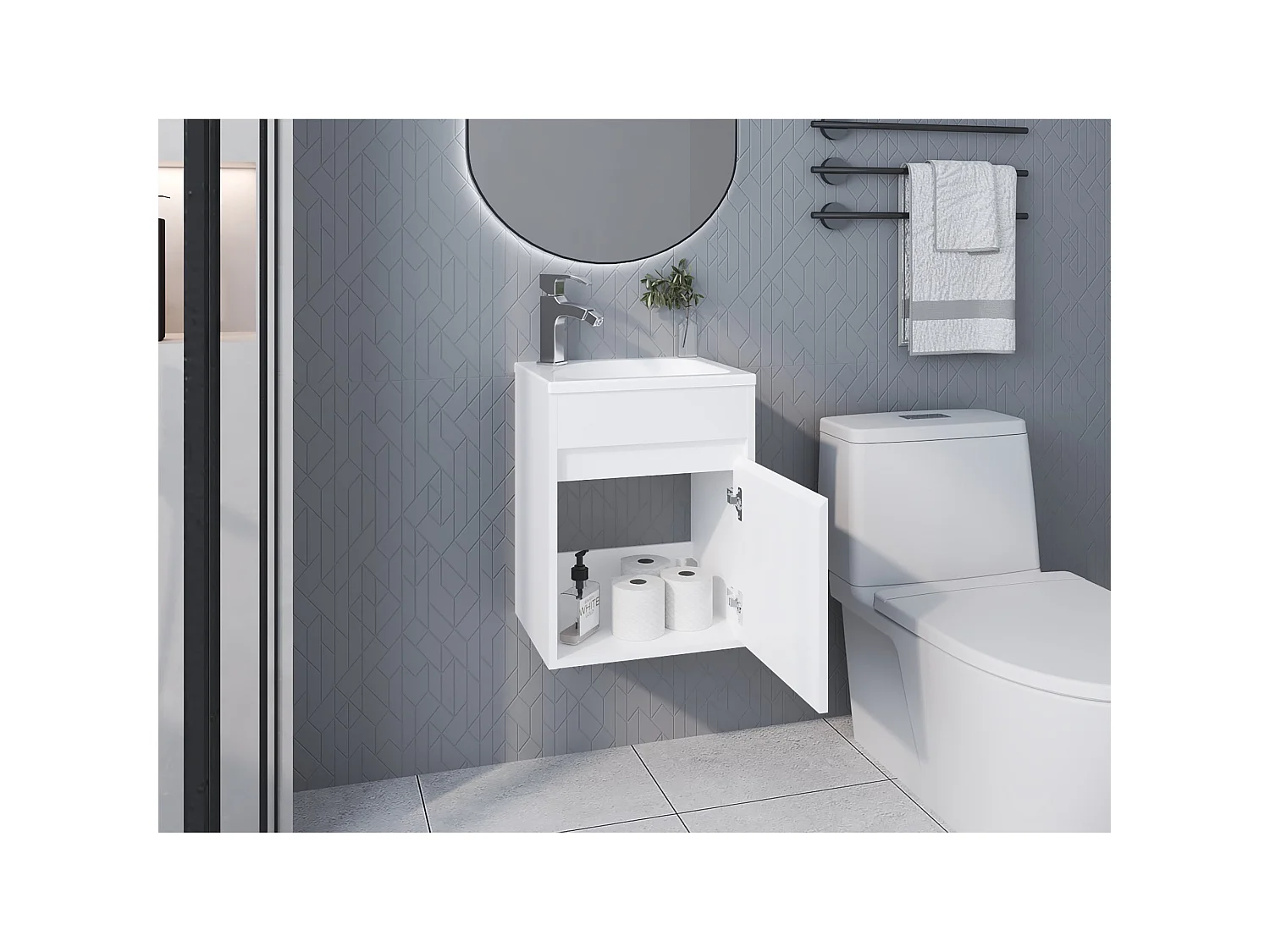 Gabinete Compacto para Banheiro TuHome Furman 48,26 x 39,62 x 32 cm