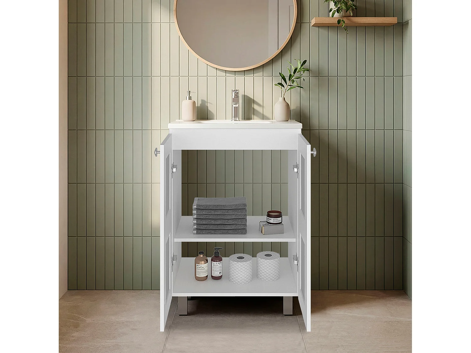 Gabinete para Banheiro com 2 Portas TuHome Haysi 88,9 x 59,94 x 44,96 cm