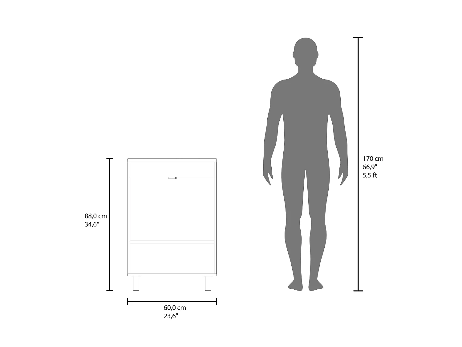 Gabinete para Banheiro com 2 Portas TuHome Haysi 88,9 x 59,94 x 44,96 cm