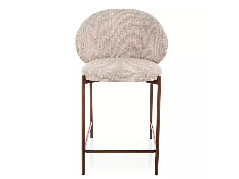 Chaise de bar en tissu beige avec pieds en métal style bois Elora