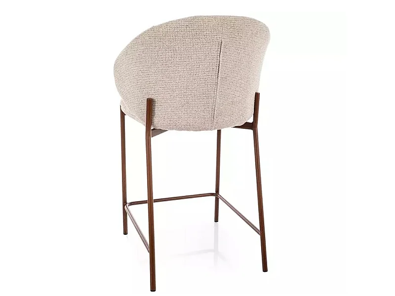 Chaise de bar en tissu beige avec pieds en métal style bois Elora