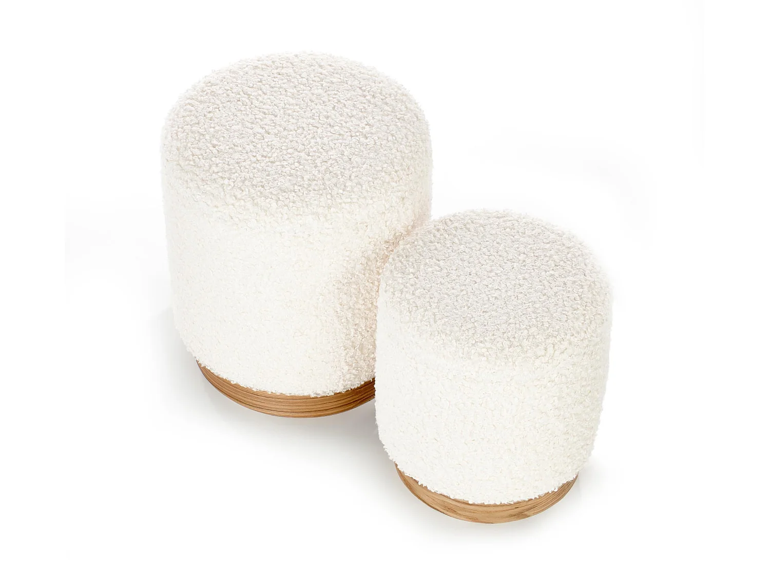 Ensemble de 2 poufs en tissu bouclé beige avec coffre de rangement OREL