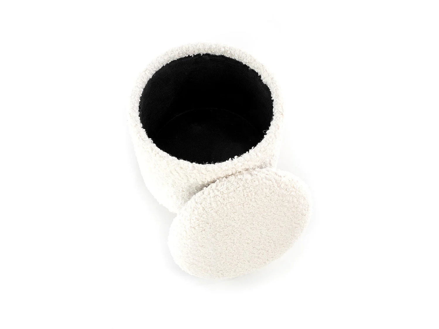Ensemble de 2 poufs en tissu bouclé beige avec coffre de rangement OREL