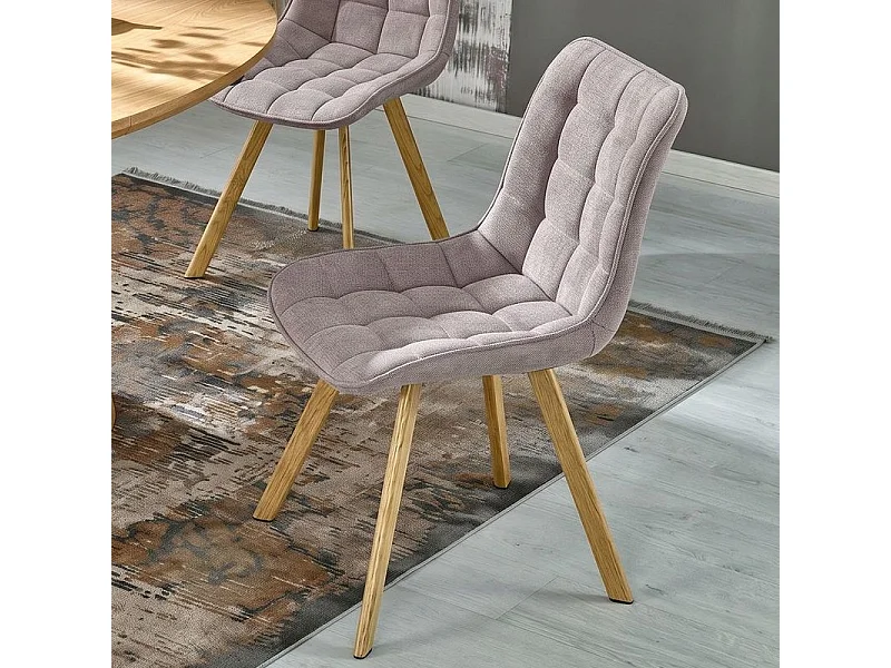 Chaise grise en tissu, pieds en métal style bois Liberta