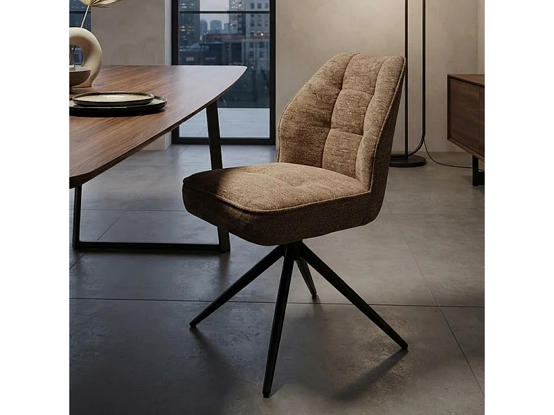 Chaise confort pivotante a 180° en tissu marron Tibal