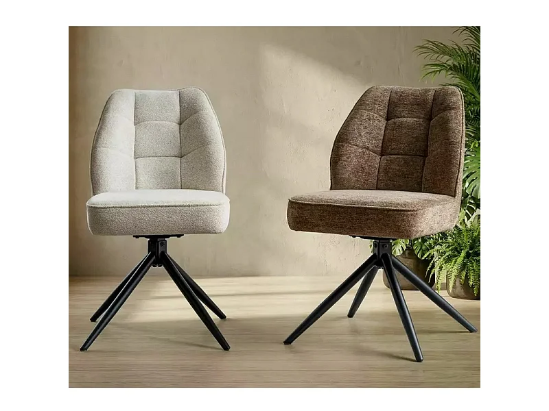 Chaise confort pivotante a 180° en tissu marron Tibal