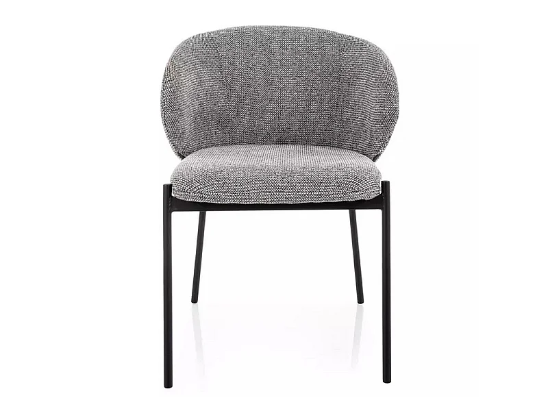 Chaise en tissu chiné gris, structure en métal noir Elora