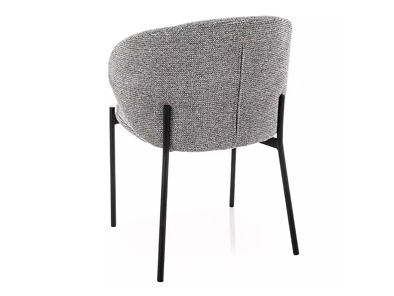 Chaise en tissu chiné gris, structure en métal noir Elora