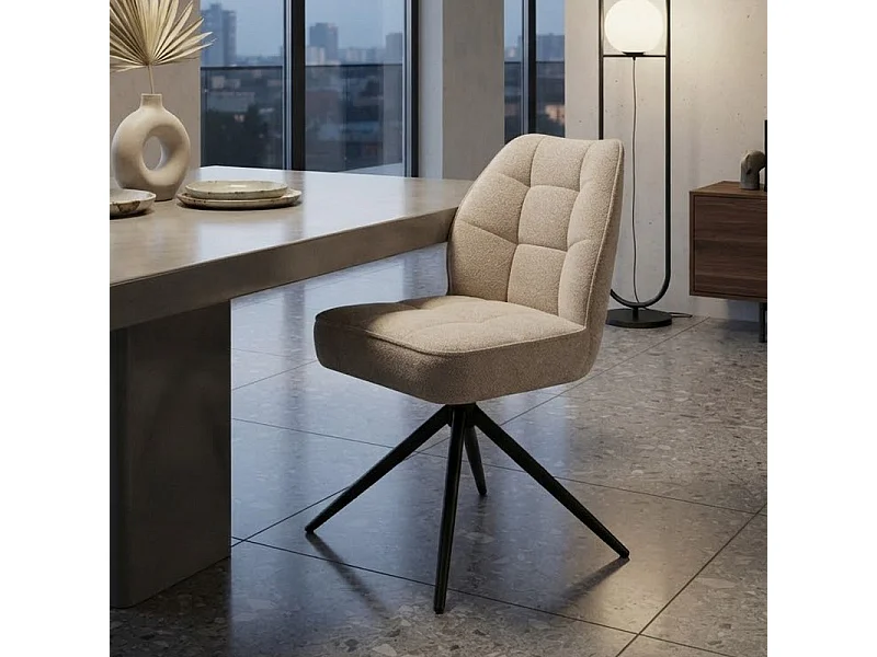 Chaise pivotante confort en tissu beige Tibal