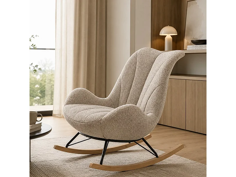 Fauteuil rocking chair beige style scandinave Helga
