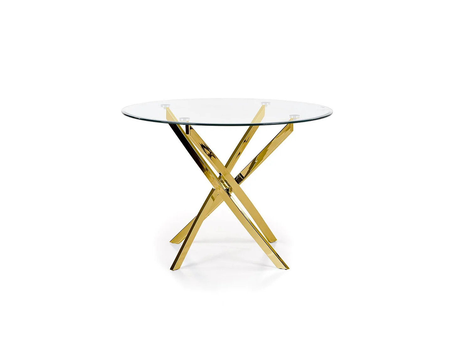 Table 100cm avec plateau en verre et pied doré Clara