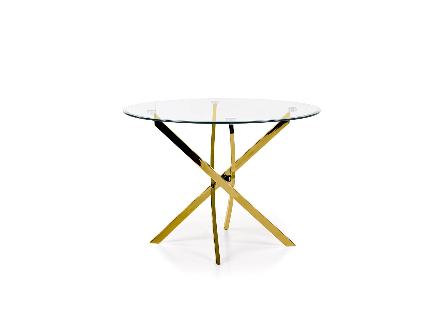 Table 100cm avec plateau en verre et pied doré Clara