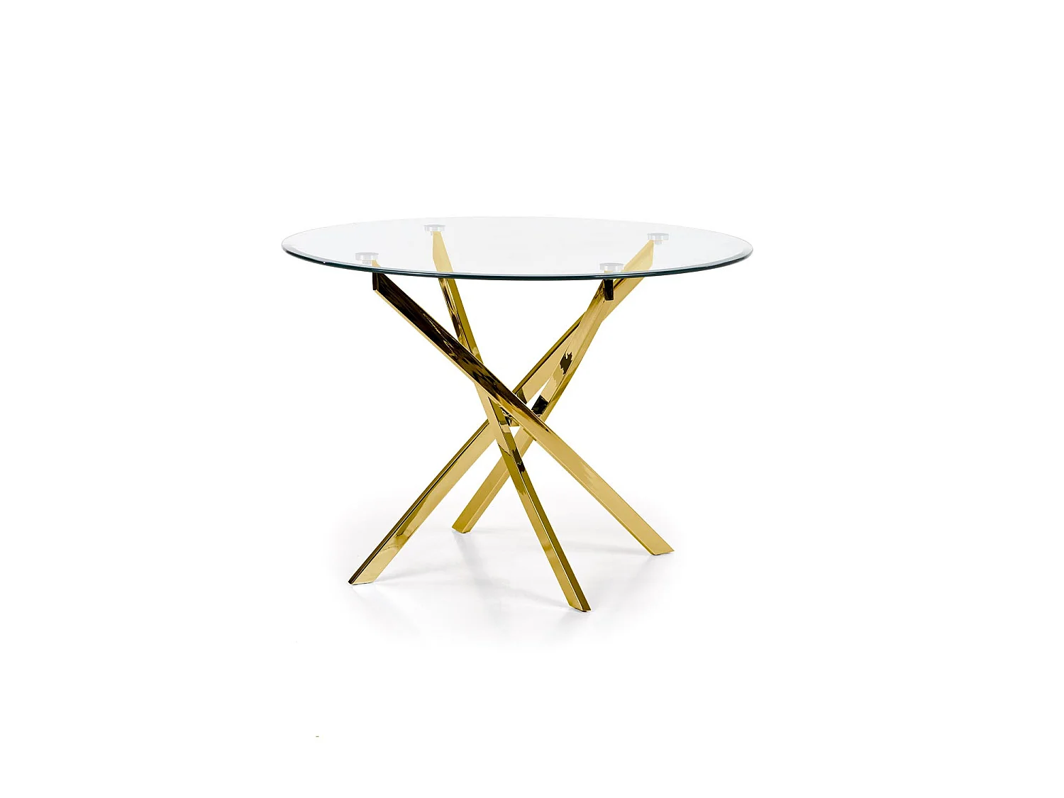 Table 100cm avec plateau en verre et pied doré Clara