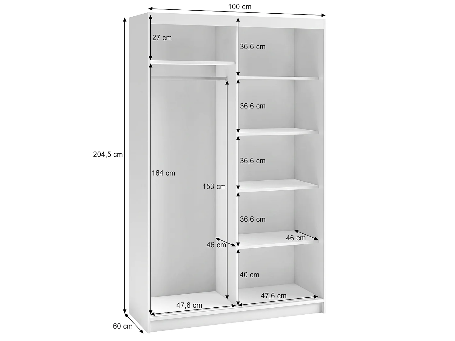 ARMOIRE DONATELLO 100 cm Artisan/Artisan - ARMOIRE Avec Miroir Et Portes Coulissantes