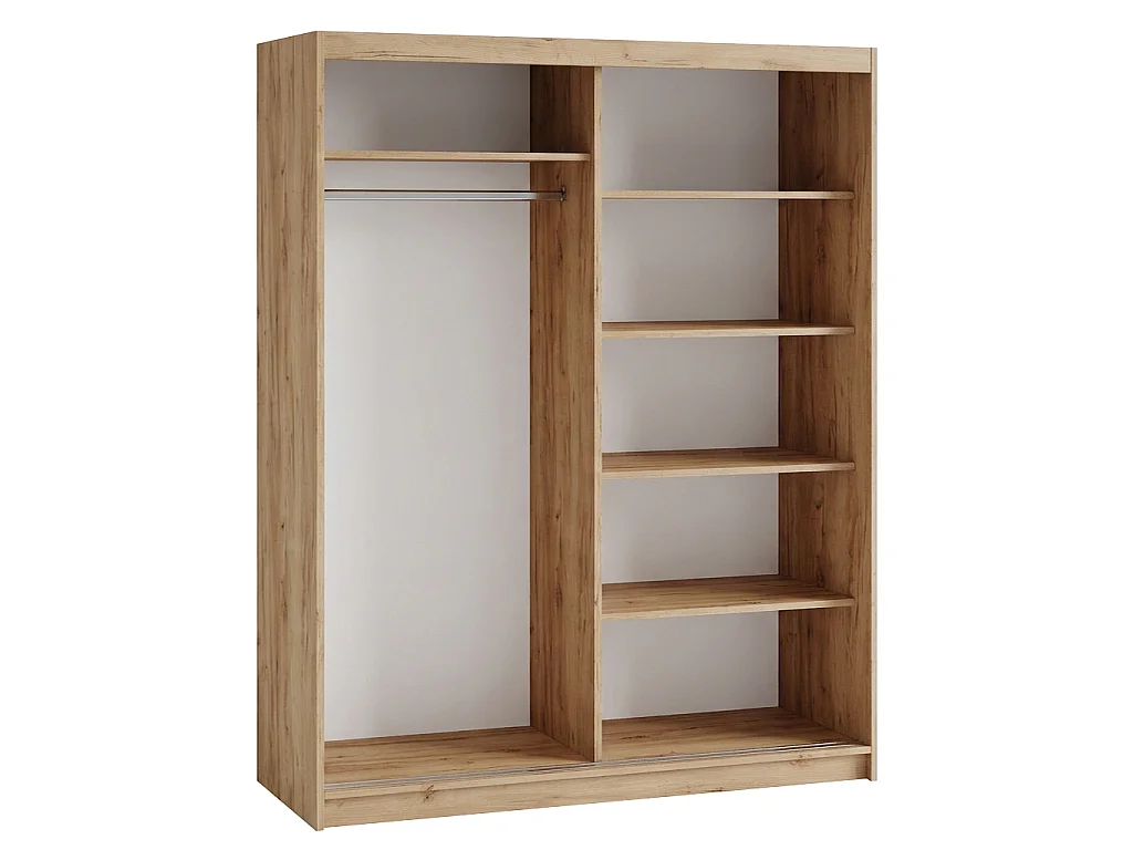 ARMOIRE DONATELLO 160 cm Artisan/Noir - ARMOIRE Avec Miroir Et Portes Coulissantes