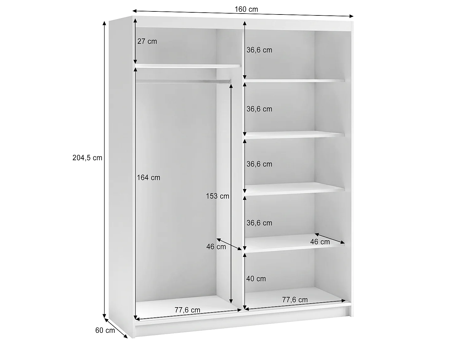 ARMOIRE DONATELLO 160 cm Artisan/Noir - ARMOIRE Avec Miroir Et Portes Coulissantes
