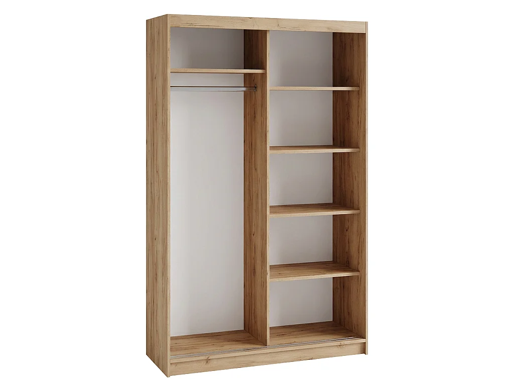 ARMOIRE DONATELLO 120 cm Artisan/Noir - ARMOIRE Avec Miroir Et Portes Coulissantes