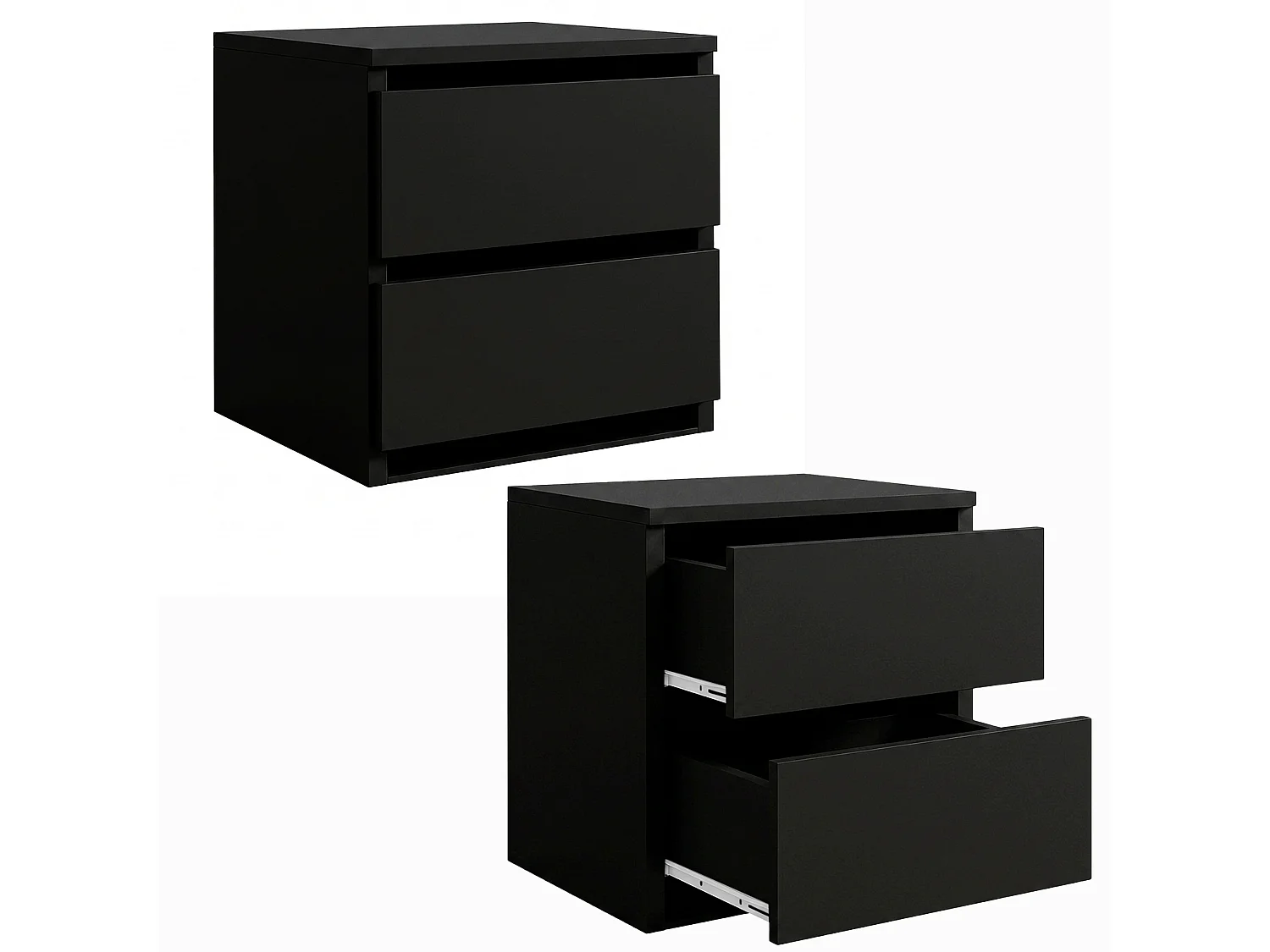 ARMOIRE DONATELLO 120 cm Noir/Artisan Avec Miroir, Portes Coulissantes Et Module à 2 Tiroirs