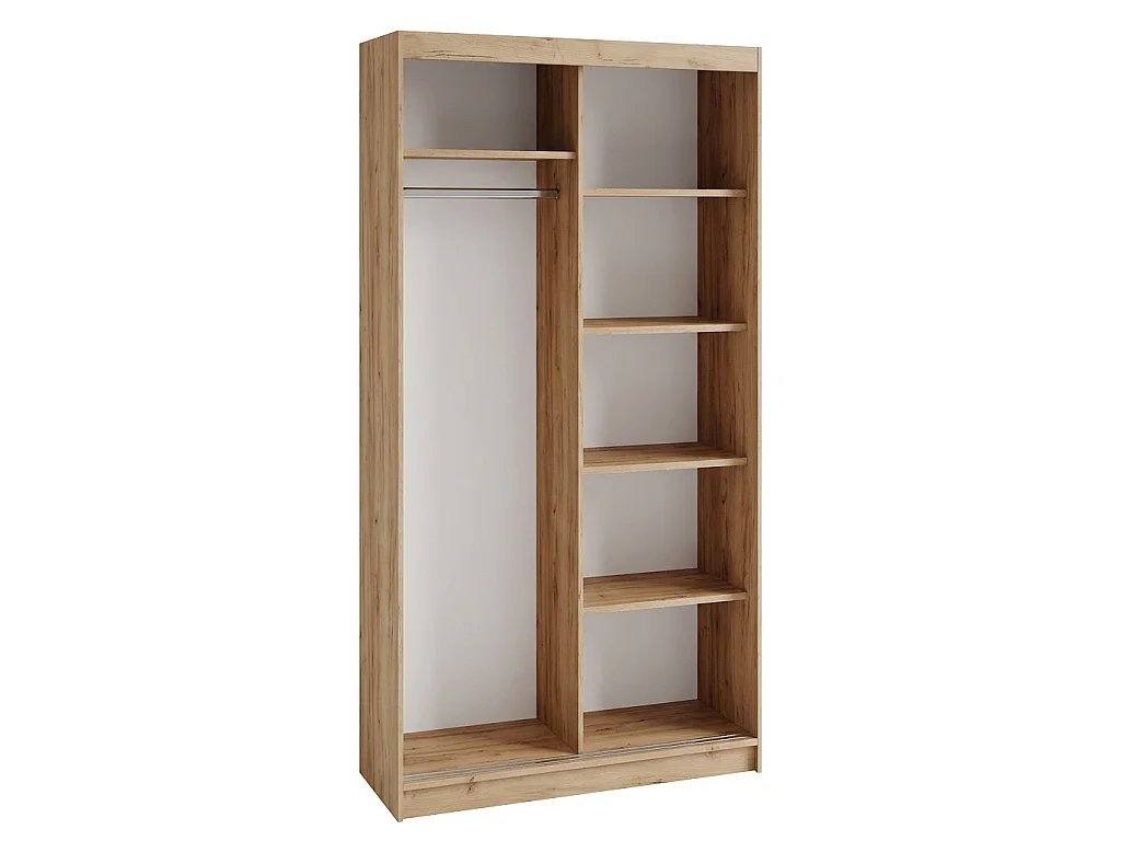 ARMOIRE DONATELLO 100 cm Artisan/Noir - ARMOIRE Avec Miroir Et Portes Coulissantes