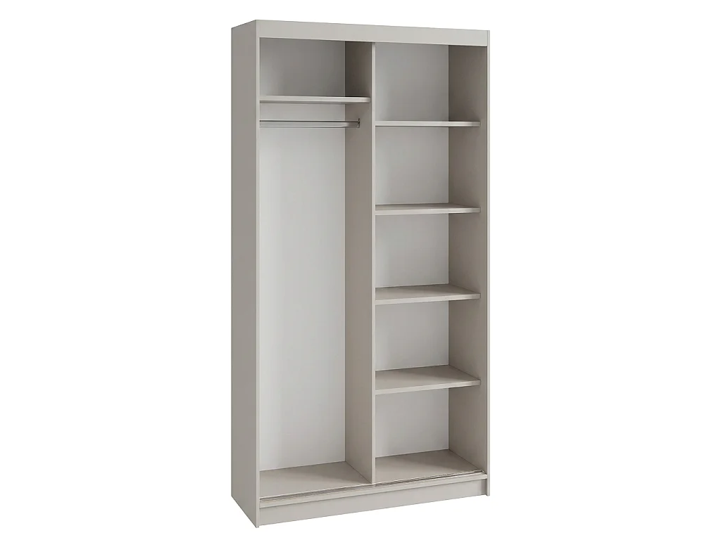 ARMOIRE DONATELLO 100 cm Cachemire/Artisan Avec Miroir, Portes Coulissantes Et Module 2 Tiroirs