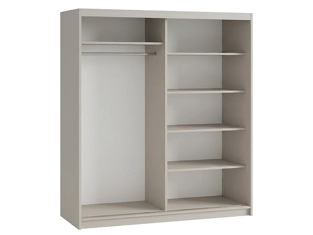 ARMOIRE DONATELLO 180 cm Cachemire/Artisan Avec Miroir, Portes Coulissantes Et 2 Modules 2 Tiroirs