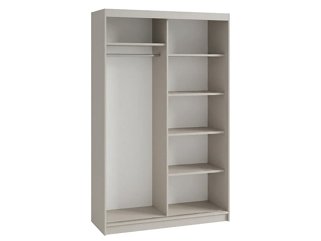 ARMOIRE DONATELLO 120 cm Cachemire/Artisan Avec Miroir, Portes Coulissantes Et Module 2 Tiroirs